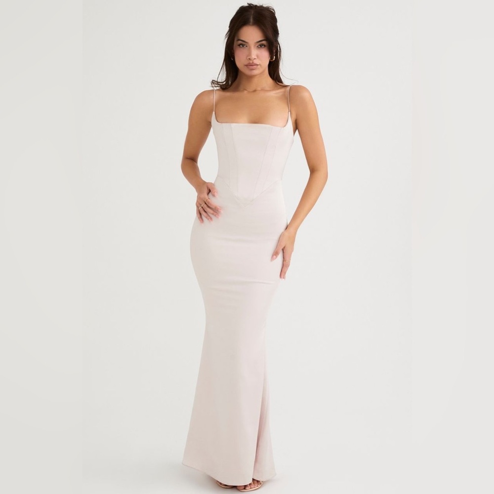 HOUSE OF CB 'Olivette' Crystal Satin Corset Maxi Dress - Picture 8 of 17